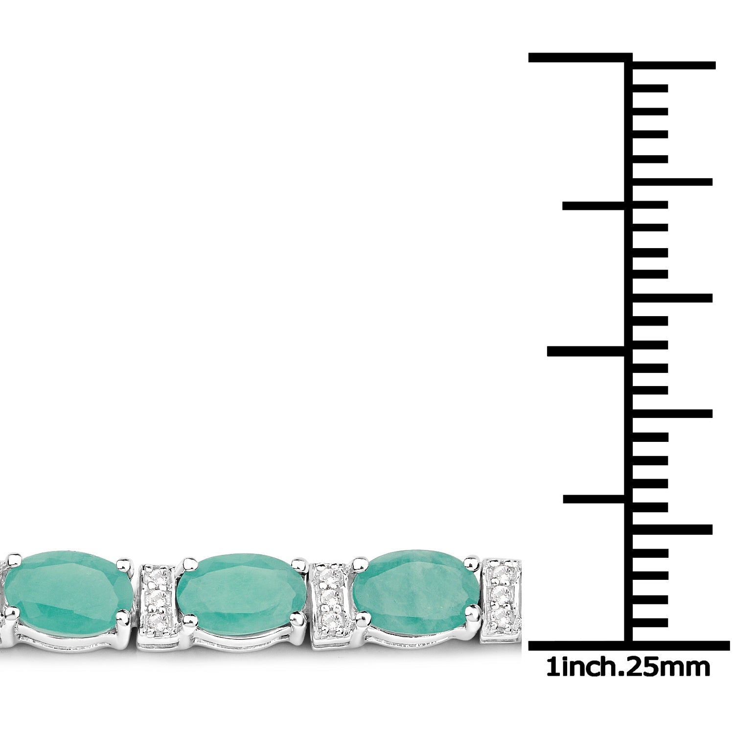 10.47 Carat Genuine Emerald and White Topaz .925 Sterling Silver Bracelet