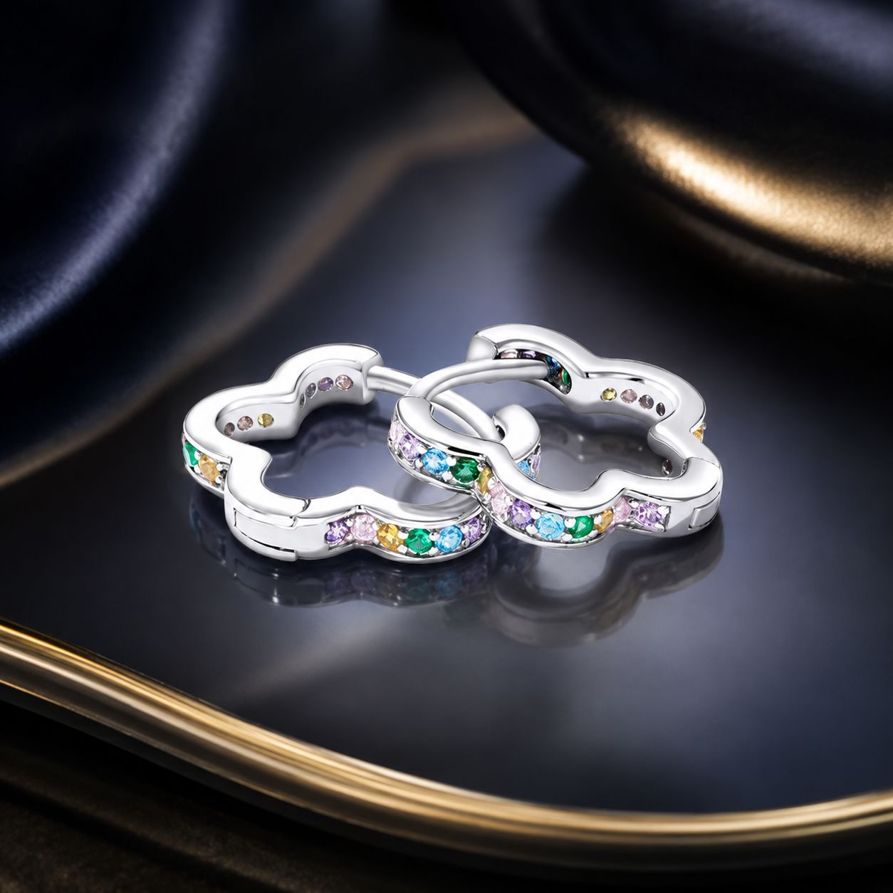 925 Sterling Silver Earrings with Pavé Setting CZ and Platinum Plating for Women