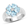 2.58 Carat Genuine Blue Topaz and White Topaz .925 Sterling Silver Ring