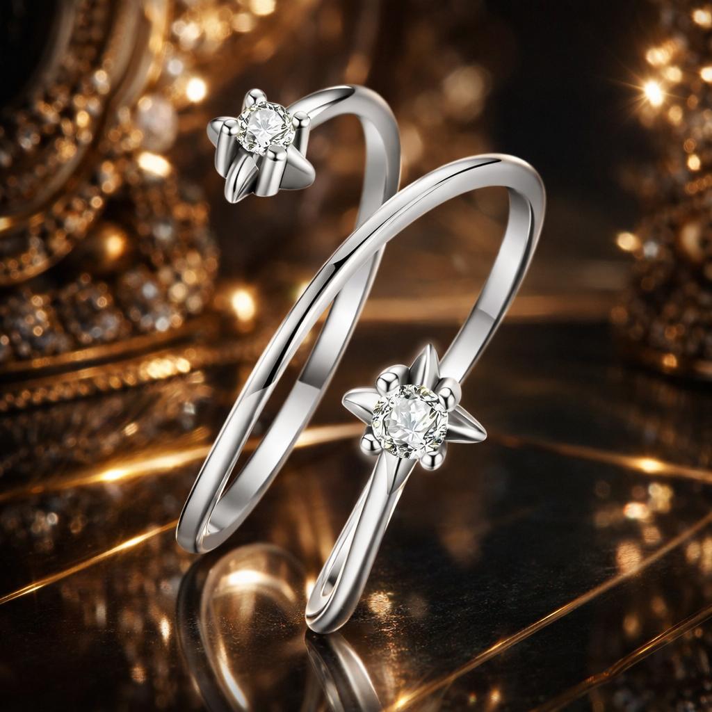 925 Sterling Silver Pavé Setting CZ Oxidized Ring for Women