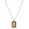 14K Yellow Gold Plated Sterling Silver 1/4 Cttw Diamond Cross Dog Tag Pendant Necklace