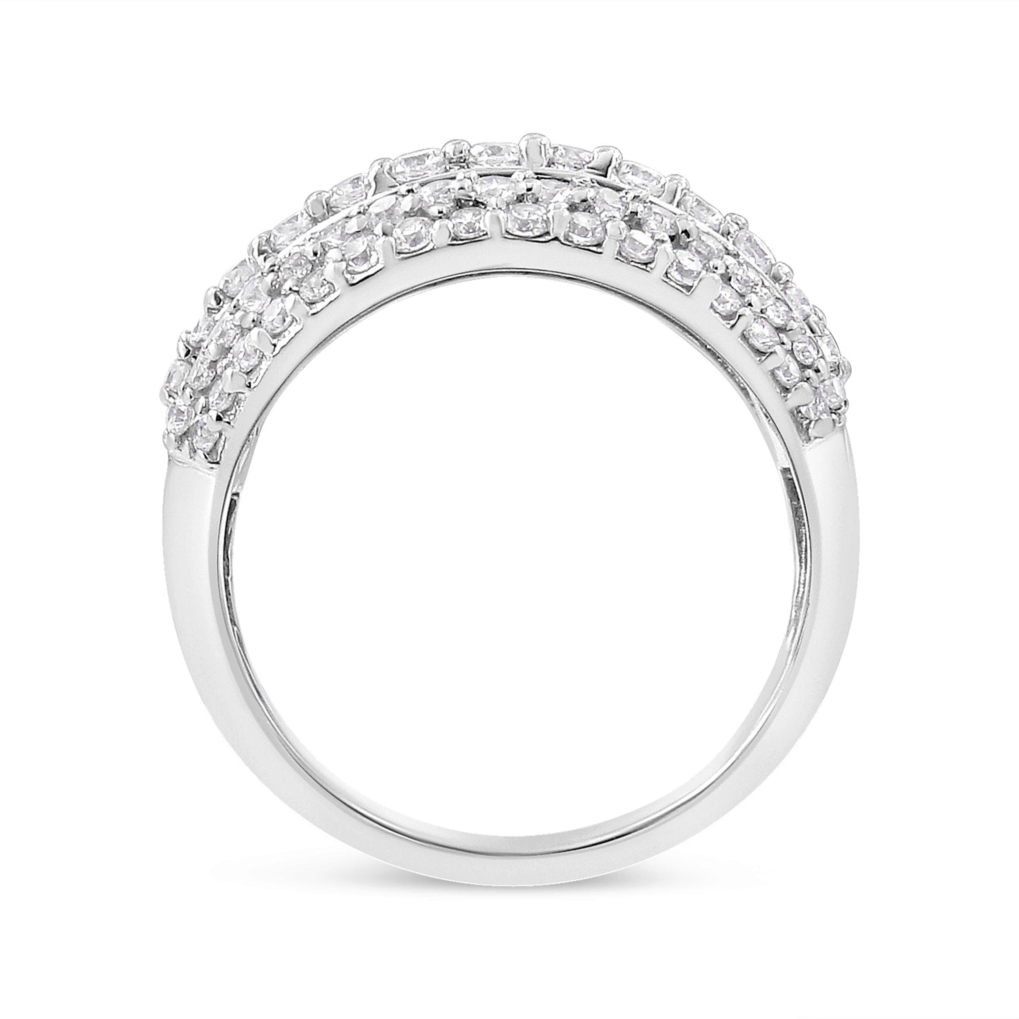 .925 Sterling Silver 2.00 Cttw Round and Baguette-Cut Diamond Cluster Ring (H-I Color, I1-I2 Clarity) - Size 7