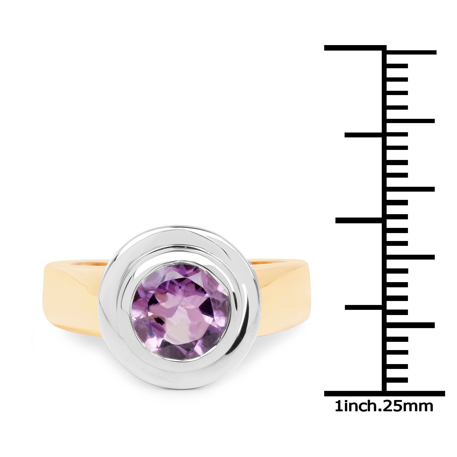 14K Yellow Gold Plated 2.25 Carat Genuine Amethyst .925 Sterling Silver Ring