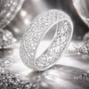 925 Sterling Silver & Platinum Plated Pavé CZ Ring Size 6 for Women