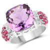 6.55 Carat Genuine Amethyst, Ruby and White Topaz .925 Sterling Silver Ring