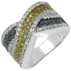 1.44 Carat Genuine Multi Diamond .925 Sterling Silver Ring