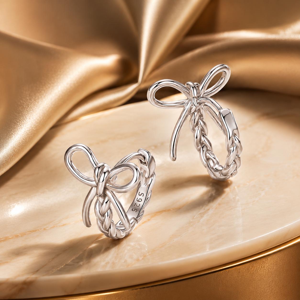 925 Sterling Silver Earrings with White Gold Plating for Women