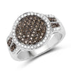 0.44 Carat Genuine Champagne Diamond and White Diamond .925 Sterling Silver Ring