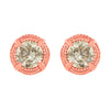 14K Yellow Gold Plated .925 Sterling Silver 1.0 Cttw Round Brilliant Cut Diamond Solitaire Milgrain Stud Earrings (K-L Color, I2-I3 Clarity)