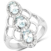 1.54 Carat Genuine Aquamarine and White Zircon .925 Sterling Silver Ring