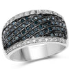 0.80 Carat Genuine Blue Diamond and White Diamond .925 Sterling Silver Ring