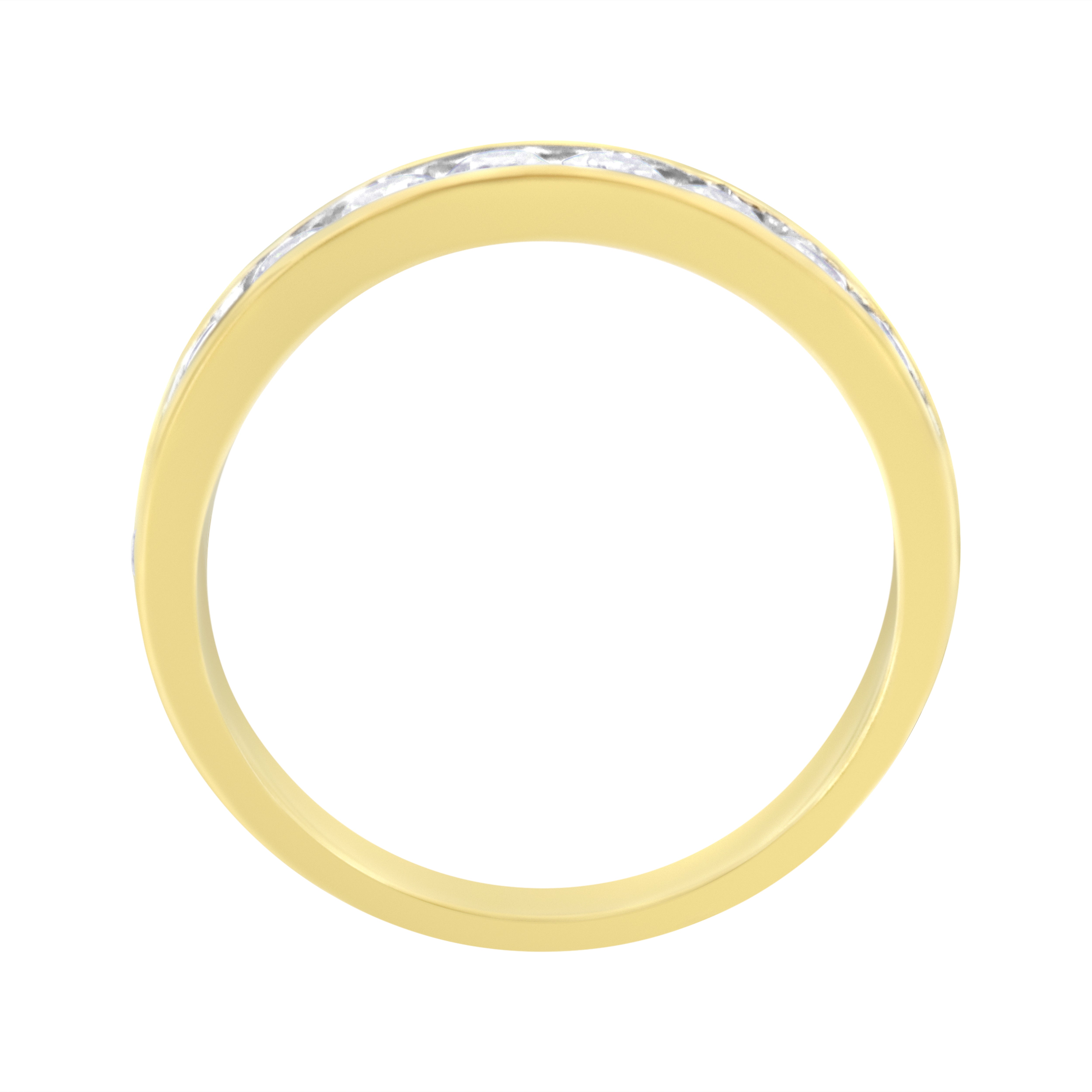 IGI Certified 18K Yellow Gold 1.0 Cttw Channel Set Round-Cut Diamond 11 Stone Anniversary/Wedding Band Ring (I-J Color, I1-I2 Clarity) - Size 9.5