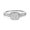 .925 Sterling Silver 1/4 Cttw Princess-cut Diamond Composite Ring with Beaded Halo (H-I Color, SI1-SI2 Clarity) - Size 7