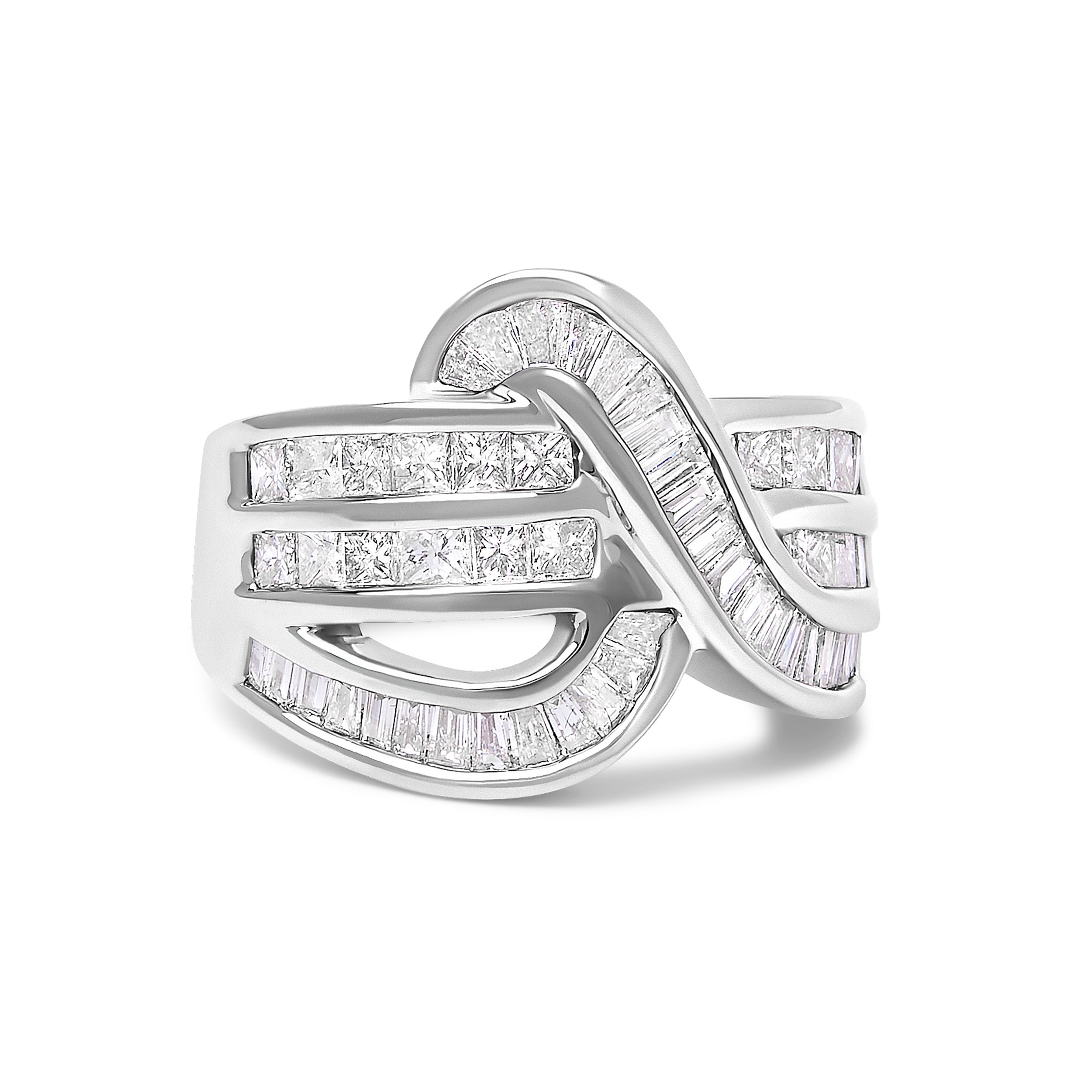 14K White Gold 2.0 Cttw Diamond Channel Set Bypass Ring