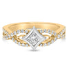 10K Two Tone Color 2/3 Cttw Diamond Kite and Twist Shank Ring (H-I Color,SI2-I1 Clarity)
