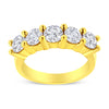 14K Yellow Gold Plated .925 Sterling Silver 2.0 Cttw Shared Prong Set Diamond 5 Stone Wedding Band Ring (J-K Color, I1-I2 Clarity) - Size 7