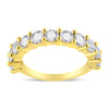 14K Yellow Gold Plated .925 Sterling Silver 2.00 Cttw Shared Prong Set Round-Diamond 11 Stone Band Ring (J-K Color, I1-I2 Clarity) - Size 7