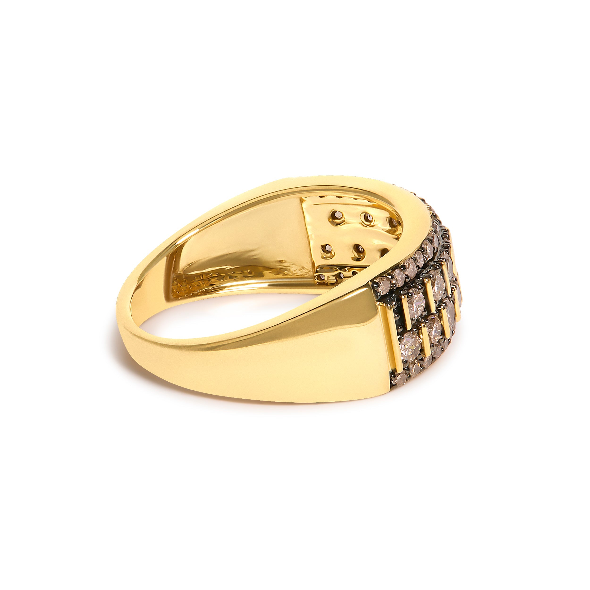 10K Yellow Gold Plated .925 Sterling Silver 3/4 cttw Champagne Diamond Band Ring