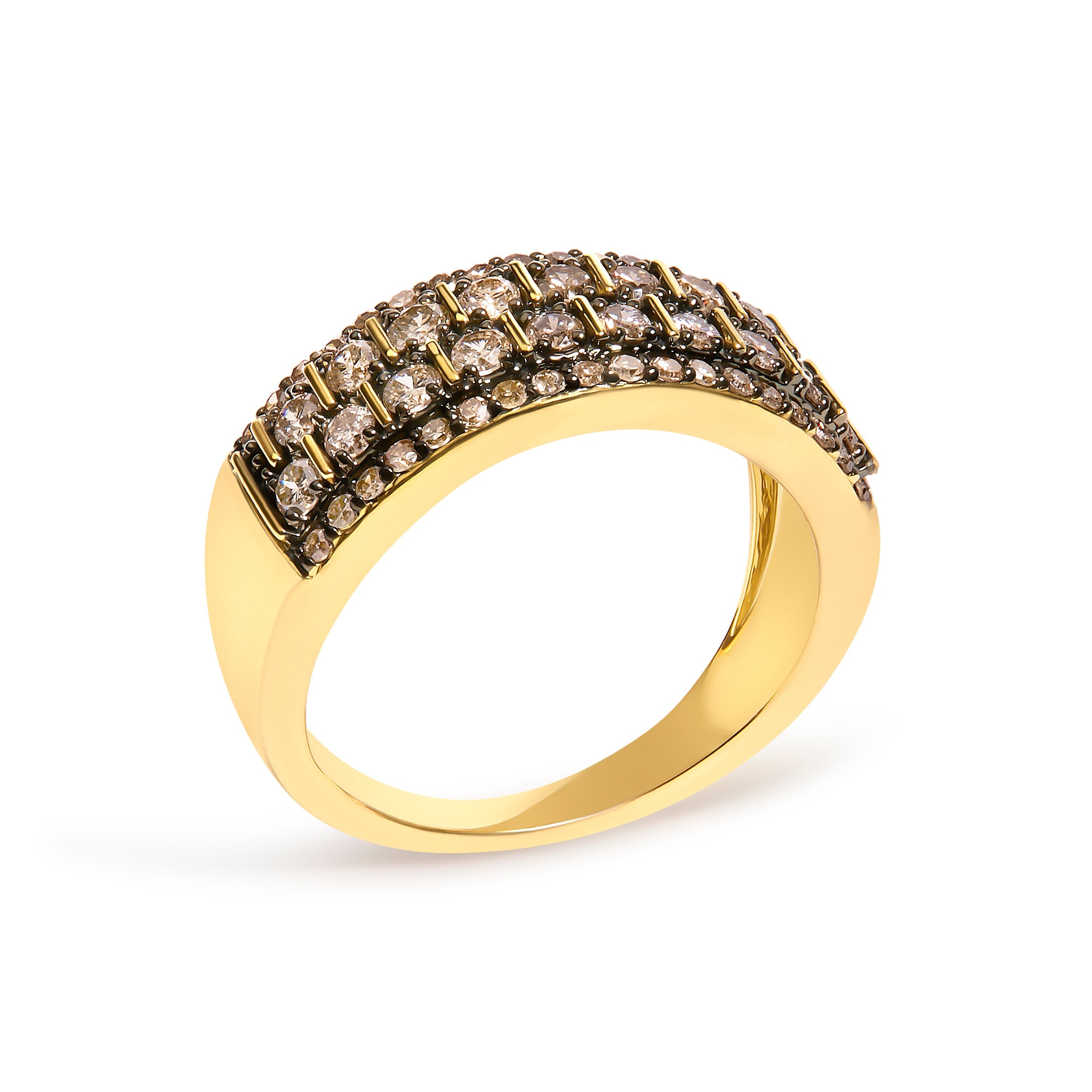 10K Yellow Gold Plated .925 Sterling Silver 3/4 cttw Champagne Diamond Band Ring
