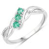 0.28 Carat Genuine Zambian Emerald and White Diamond 14K White Gold Ring