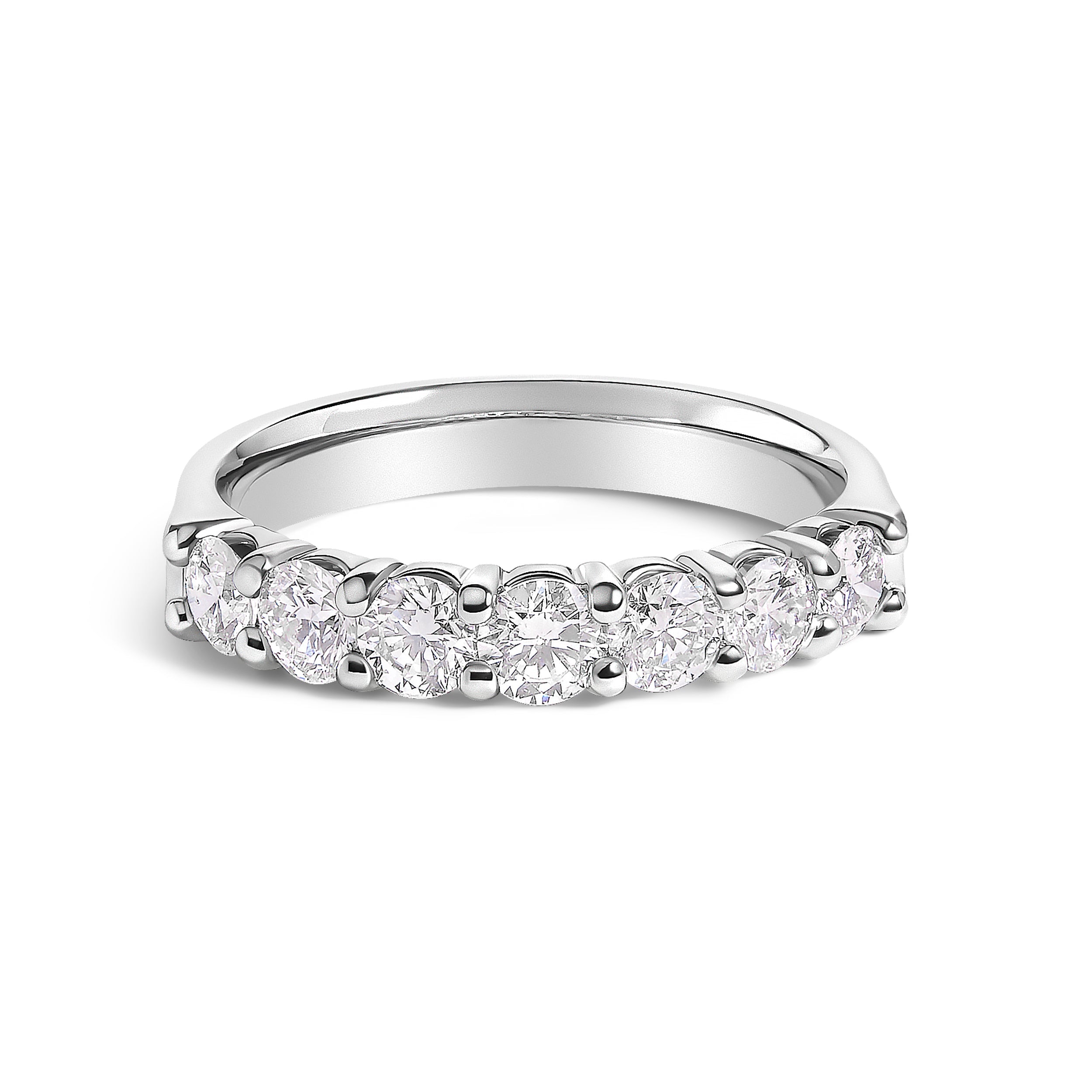 14K White Gold 1.0 Cttw Diamond 7 Stone Band Ring