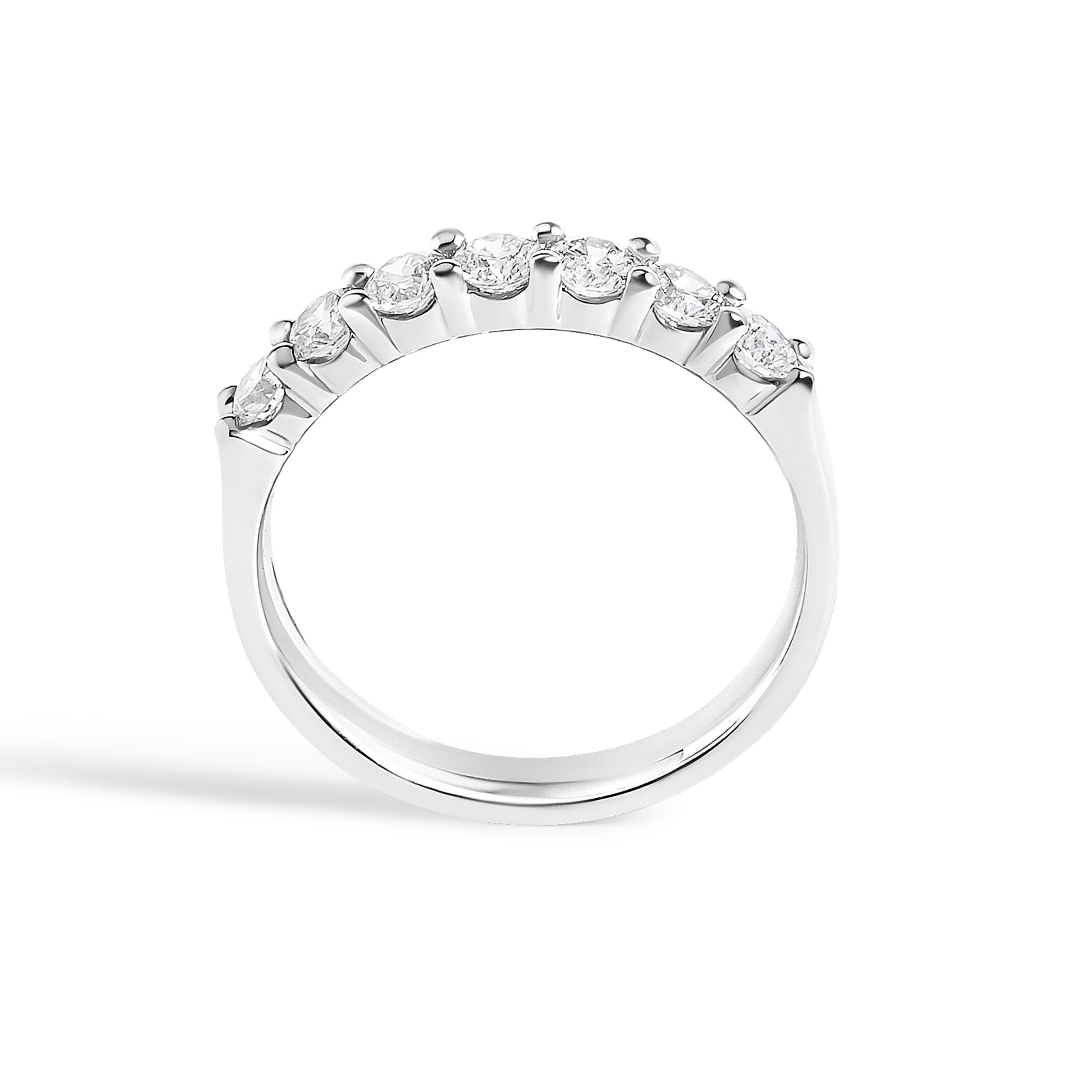 14K White Gold 3/4 Cttw Diamond 7 Stone Band Ring