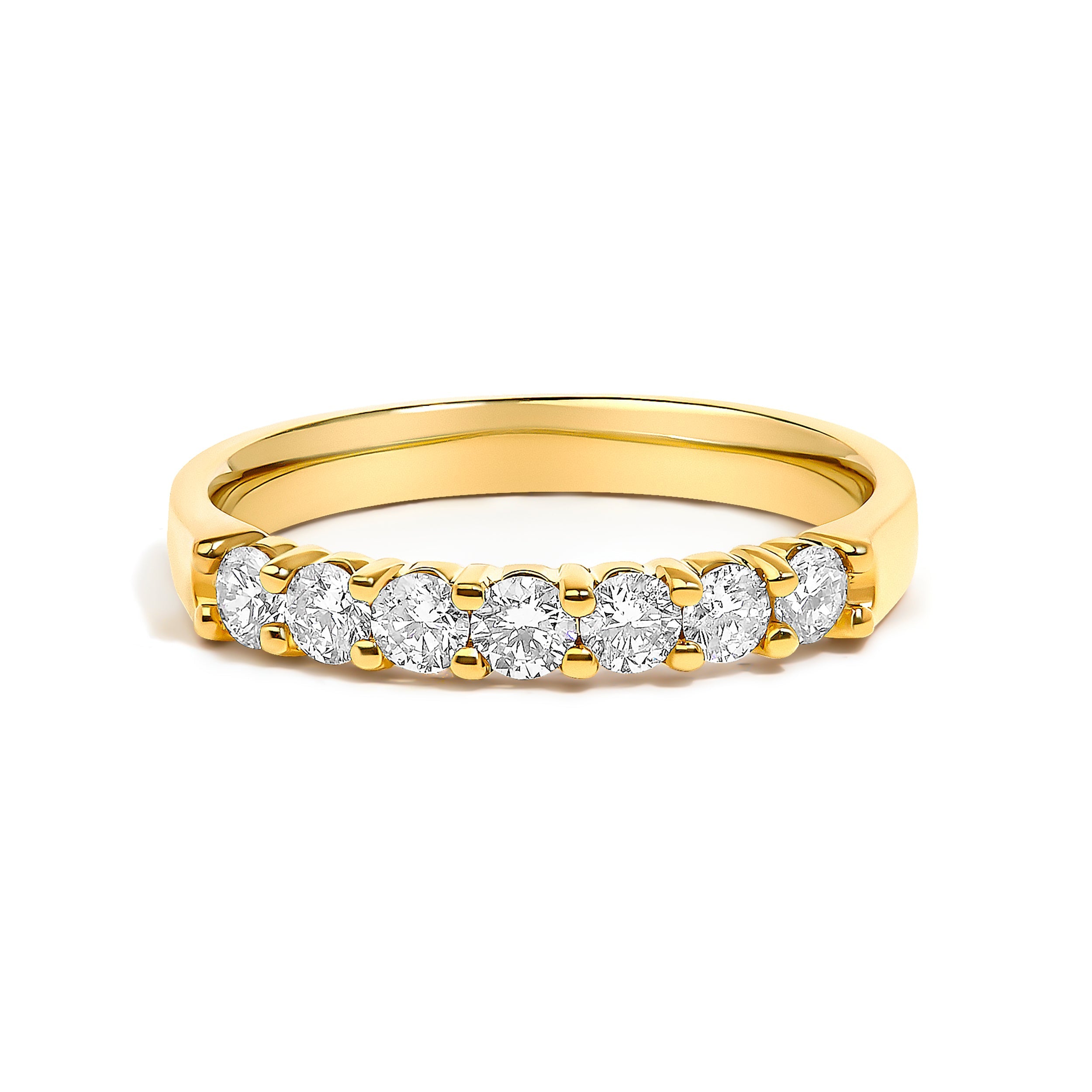 14K Yellow Gold 1/2 Cttw Diamond 7 Stone Band Ring