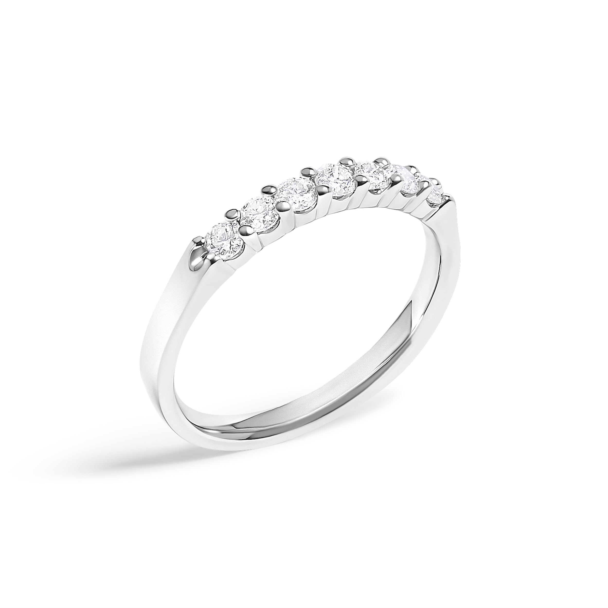 14K White Gold 1/3 Cttw Diamond 7 Stone Band Ring