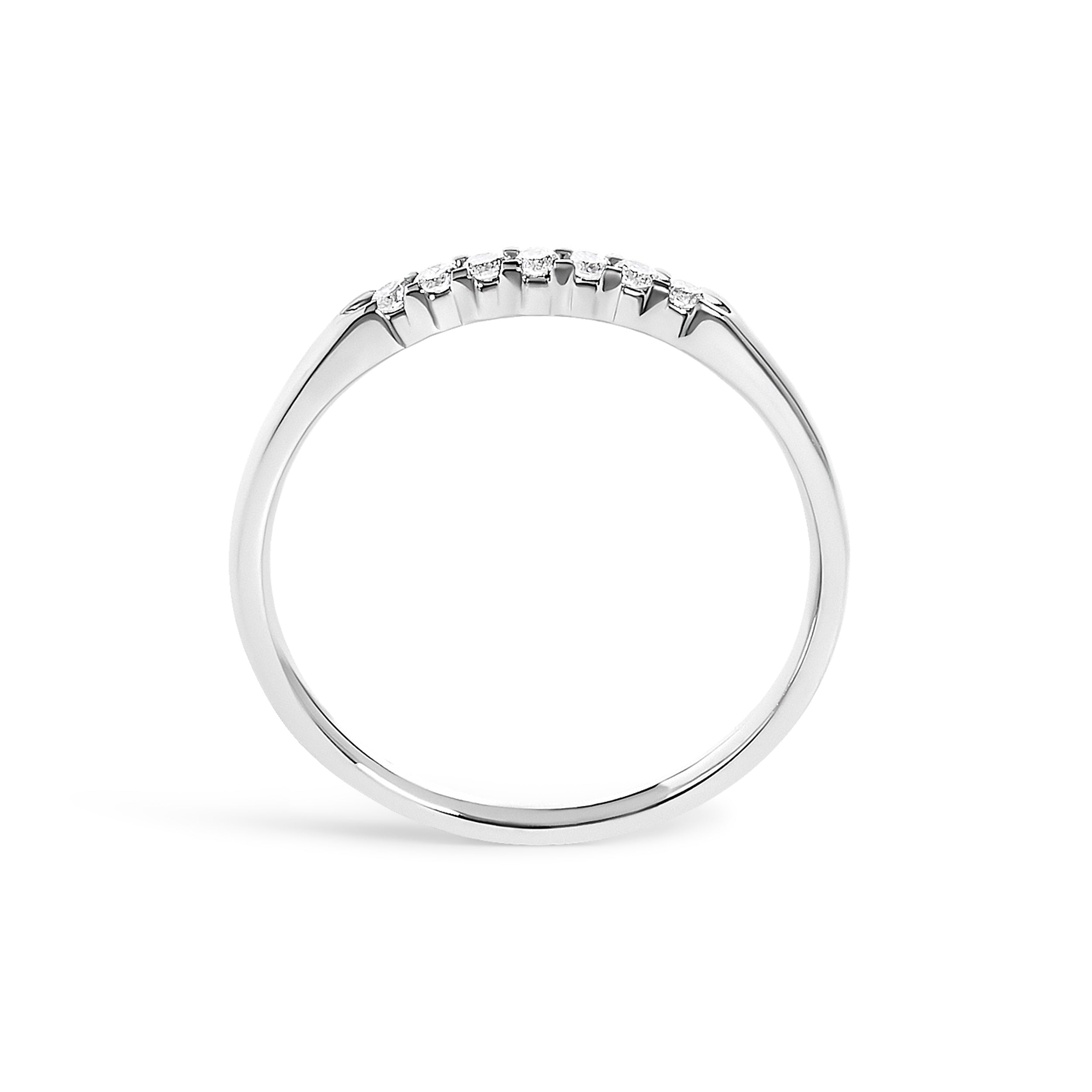 14K White Gold 1/10 Cttw Diamond 7 Stone Band Ring