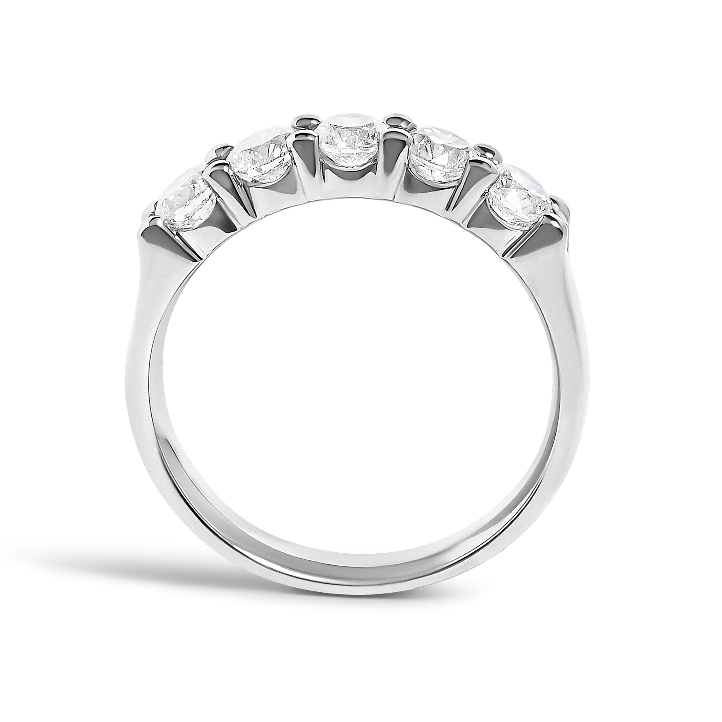 14K White Gold 1.00 Cttw Diamond 5 Stone Band Ring
