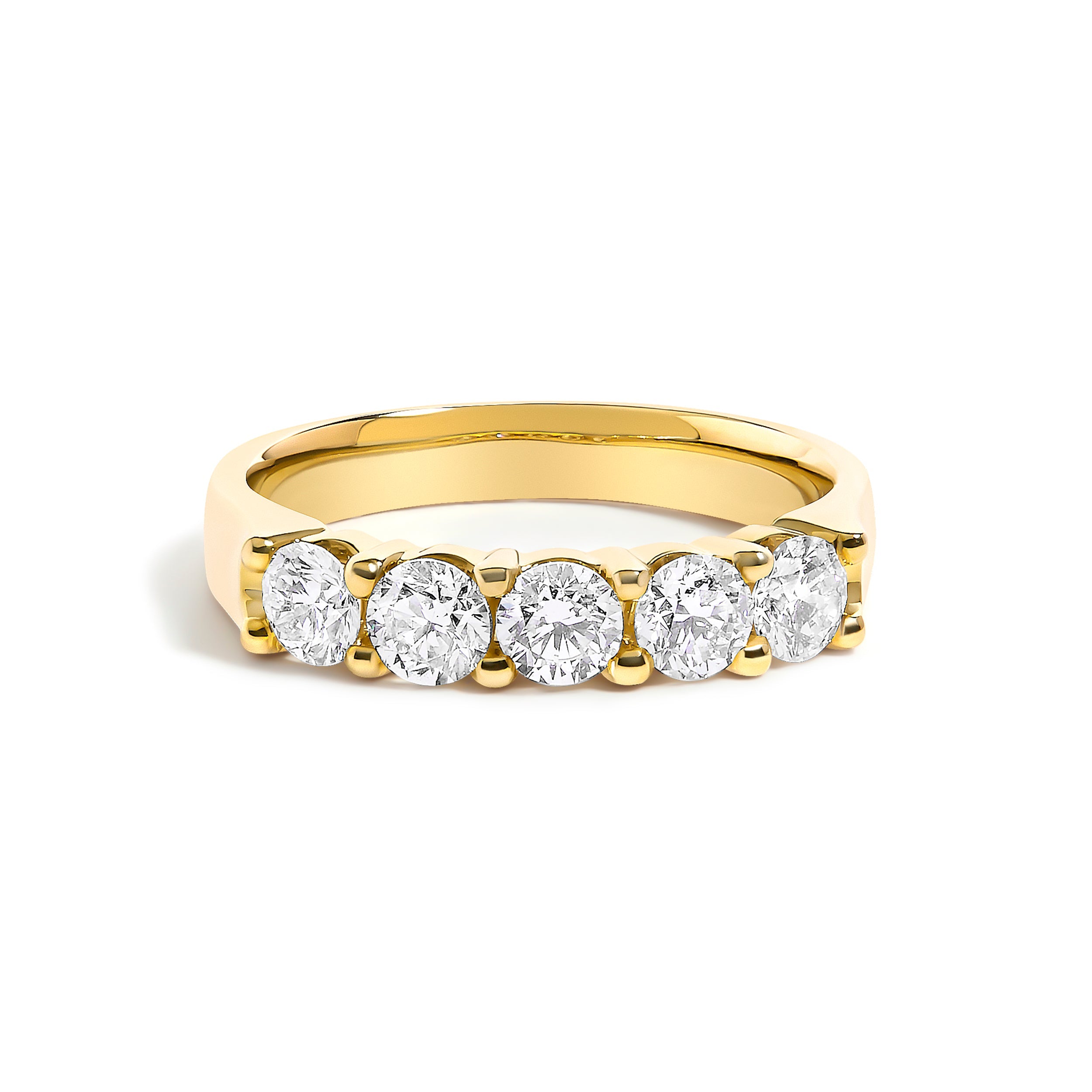 14K White Gold 1.00 Cttw Diamond 5 Stone Band Ring