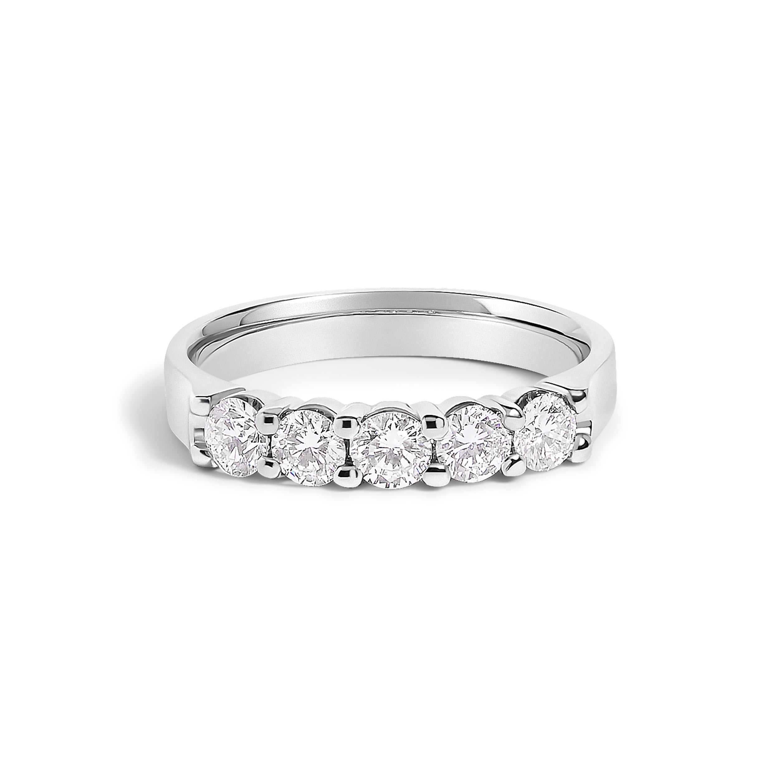 14K White Gold 3/4 Cttw Diamond 5 Stone Band Ring