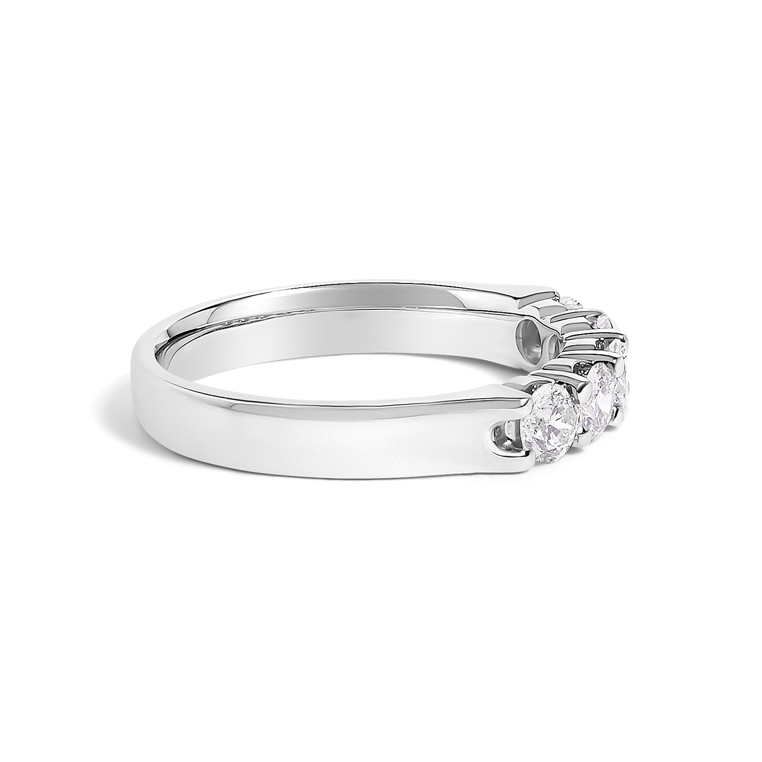 14K White Gold 3/4 Cttw Diamond 5 Stone Band Ring