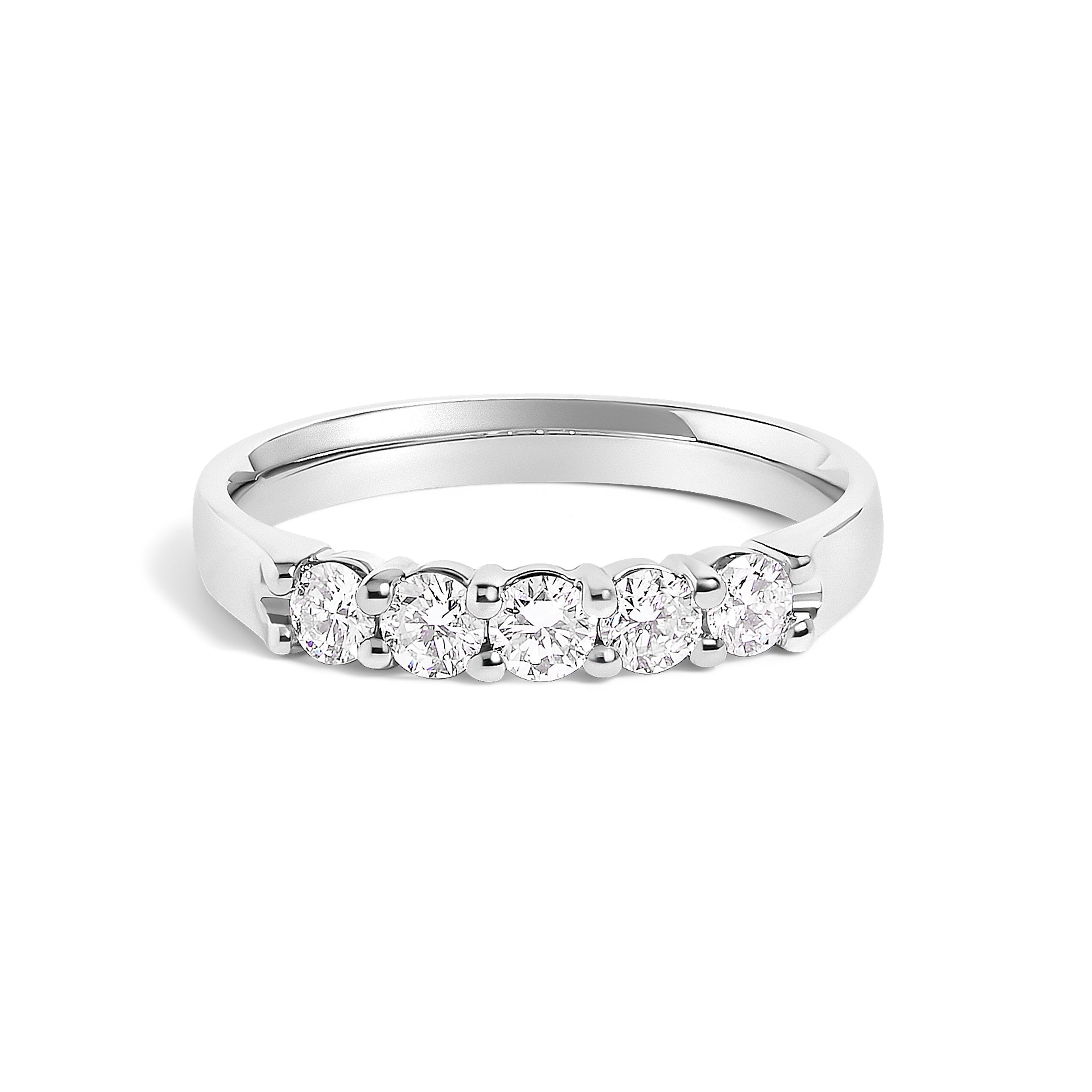 14K White Gold 1/2 Cttw Diamond 5 Stone Band Ring