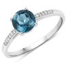 1.05 Carat Genuine London Blue Topaz and White Diamond 14K White Gold Ring