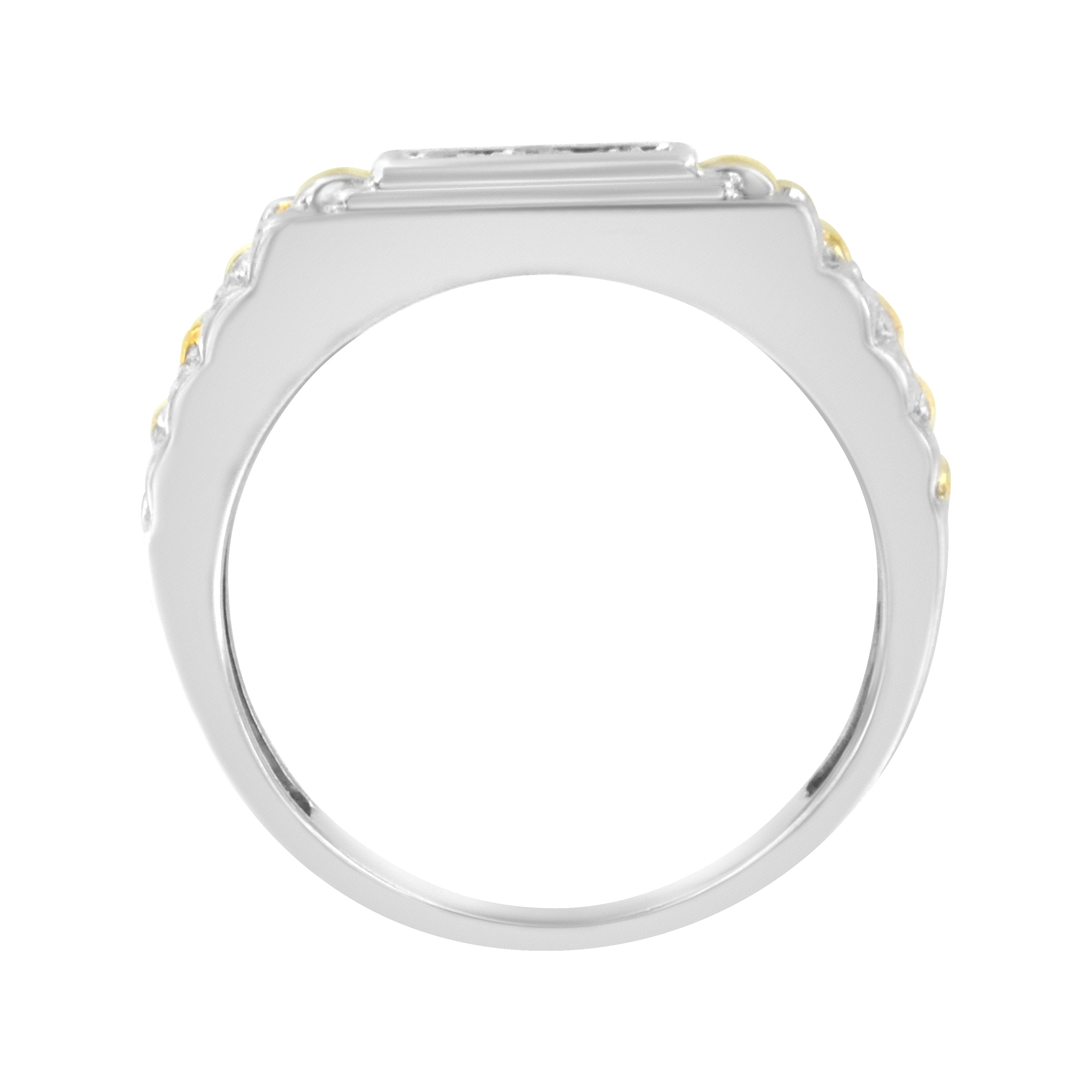 10K Yellow Gold Plated .925 Sterling Silver Diamond Accent Miracle-Set 3 Stone Ridged Band Gentlemen's Fashion Ring (I-J Color, I2-I3 Clarity) - Size 10