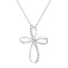 10K Yellow Gold Plated .925 Sterling Silver Diamond Accent Cross Ribbon 18" Pendant Necklace (I-J Color, I2-I3 Clarity)