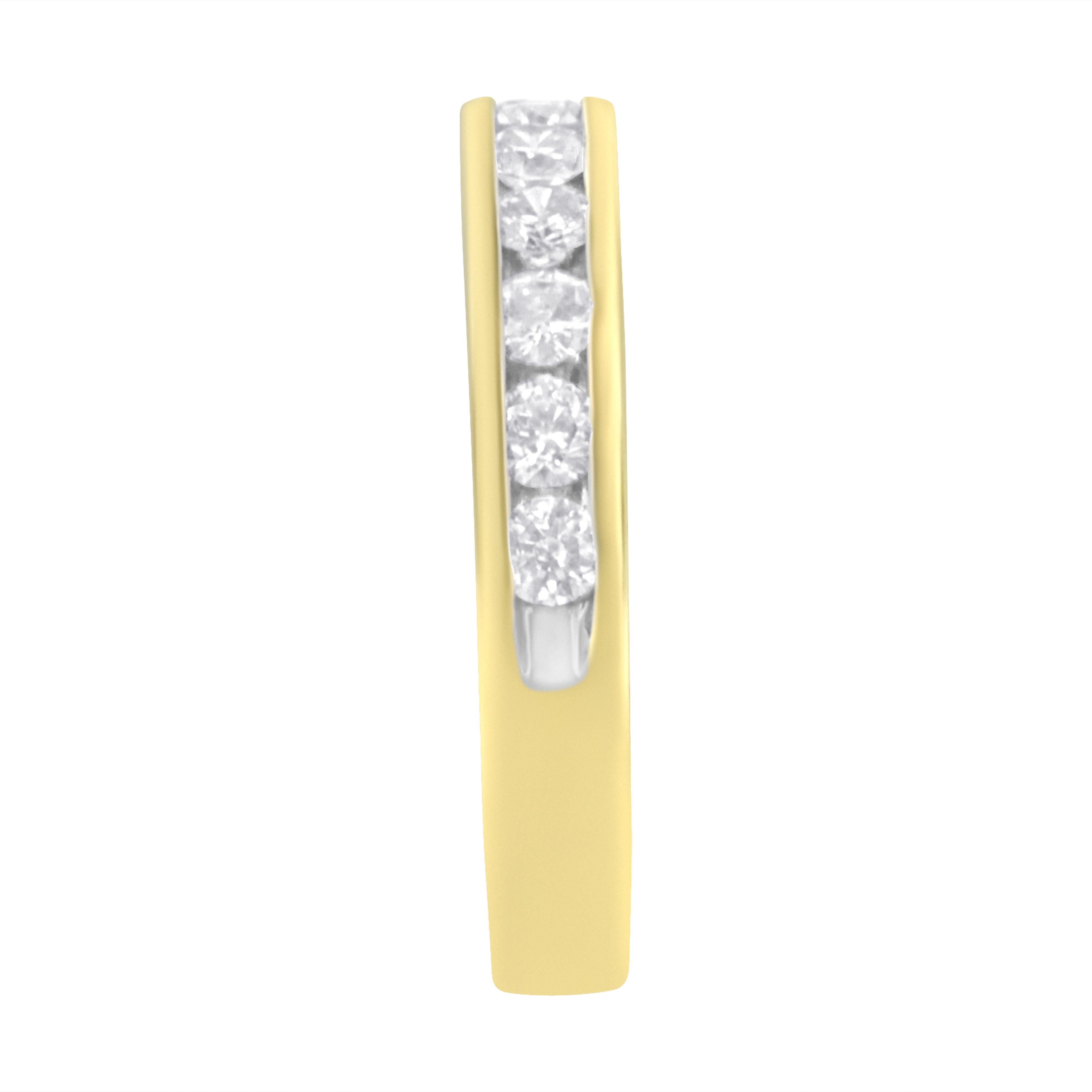 IGI Certified 18K Yellow Gold 1.0 Cttw Channel Set Round-Cut Diamond 11 Stone Anniversary/Wedding Band Ring (I-J Color, I1-I2 Clarity) - Size 9.5