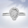 10K White Gold 3/8 Cttw Round-Cut Lab Grown Diamond Cluster Pear Promise Ring (G-H Color, VS2-SI1 Clarity) - Size 7