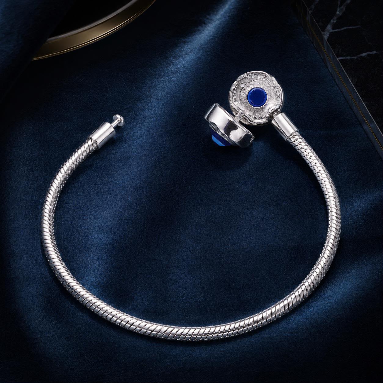 925 Sterling Silver Bracelet with CZ & Resin, Size 17.0