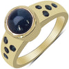14K Yellow Gold Plated 1.87 Carat Genuine Blue Sapphire & White Diamond .925 Sterling Silver Ring