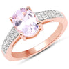 14K Rose Gold Plated 2.91 Carat Genuine Kunzite and White Zircon .925 Sterling Silver Ring