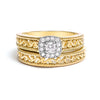 14K Yellow Gold Plated .925 Sterling Silver 1/5 Cttw Diamond Halo and Milgrain Finish Engagement Ring Bridal Set (I-J Color I3 Clarity) - Size 7