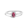 10K White Gold 5X3MM Oval Purple Amethyst and Diamond Accent Halo Ring (I-J Color, I1-I2 Clarity) - Ring Size 6.5