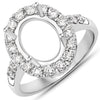 0.60 Carat Genuine White Diamond 14K White Gold Semi Mount Ring - holds 10x8mm Oval Gemstone