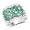 2.20 Carat Genuine Emerald & White Topaz .925 Sterling Silver Ring