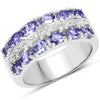 2.05 Carat Genuine Tanzanite and White Topaz .925 Sterling Silver Ring