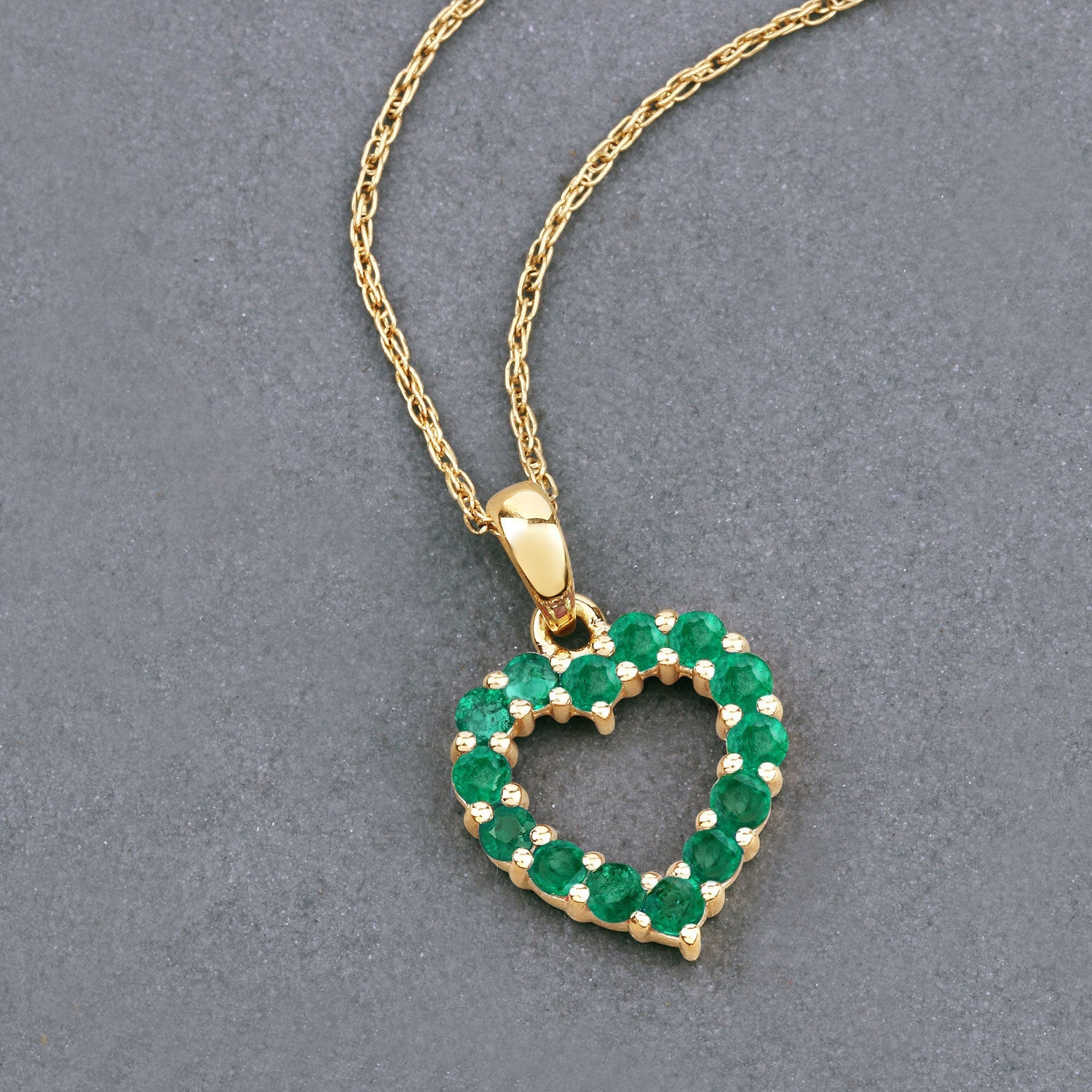 0.48 Carat Genuine Zambian Emerald 10K Yellow Gold  Pendant
