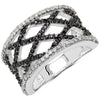 0.92 Carat Genuine Black Diamond & White Diamond .925 Sterling Silver Ring