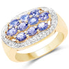 14K Yellow Gold Plated 1.70 Carat Genuine Tanzanite .925 Sterling Silver Ring